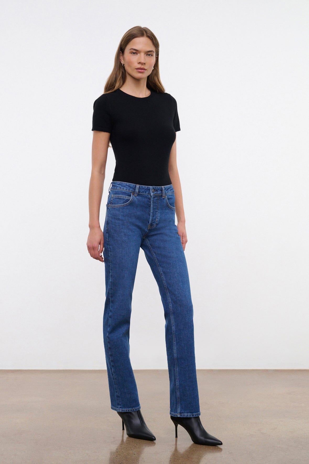 TEDDY STRAIGHT JEAN | STONE BLUE STRETCH