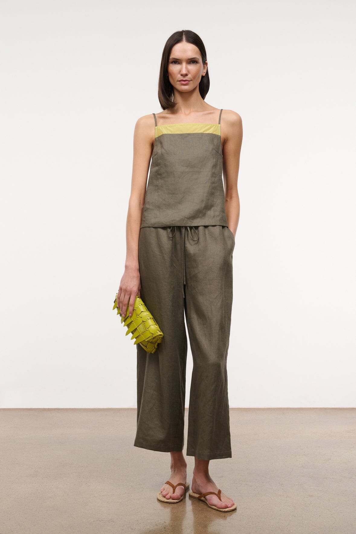 MATEO LINEN CROPPED PANT | THYME